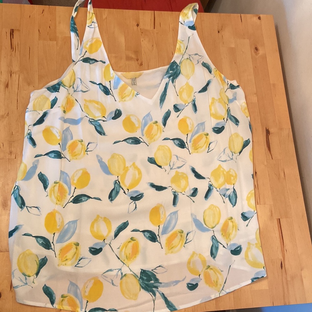 Joules | White Tank Top with Yellow Lemon Print | US Size 16